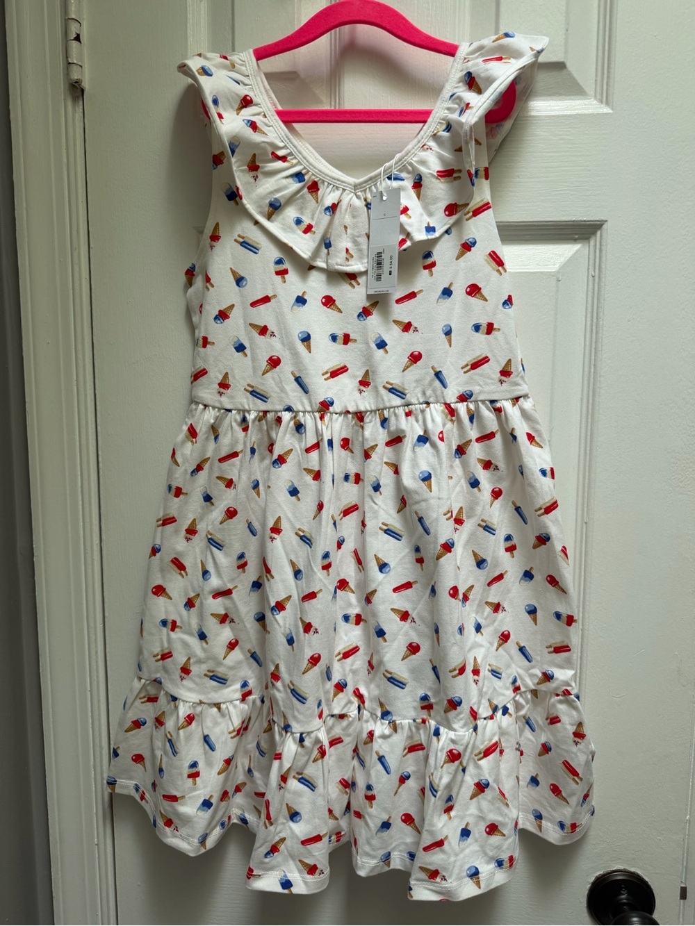 Janie and Jack White Sundress with Red & Blue Popsicle Print